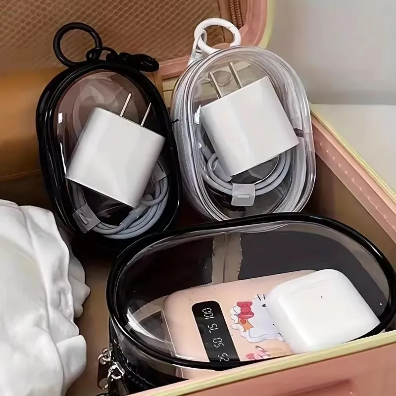 Travel Cable Organizer - Portable Mini Clear Zipper Storage Bag