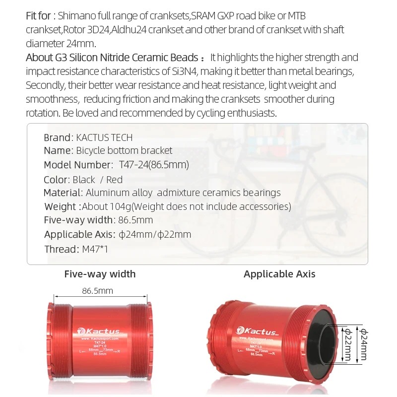 KACTUS T47 Bottom Bracket Cera - Tech Bike Accessories ulasan dan harga