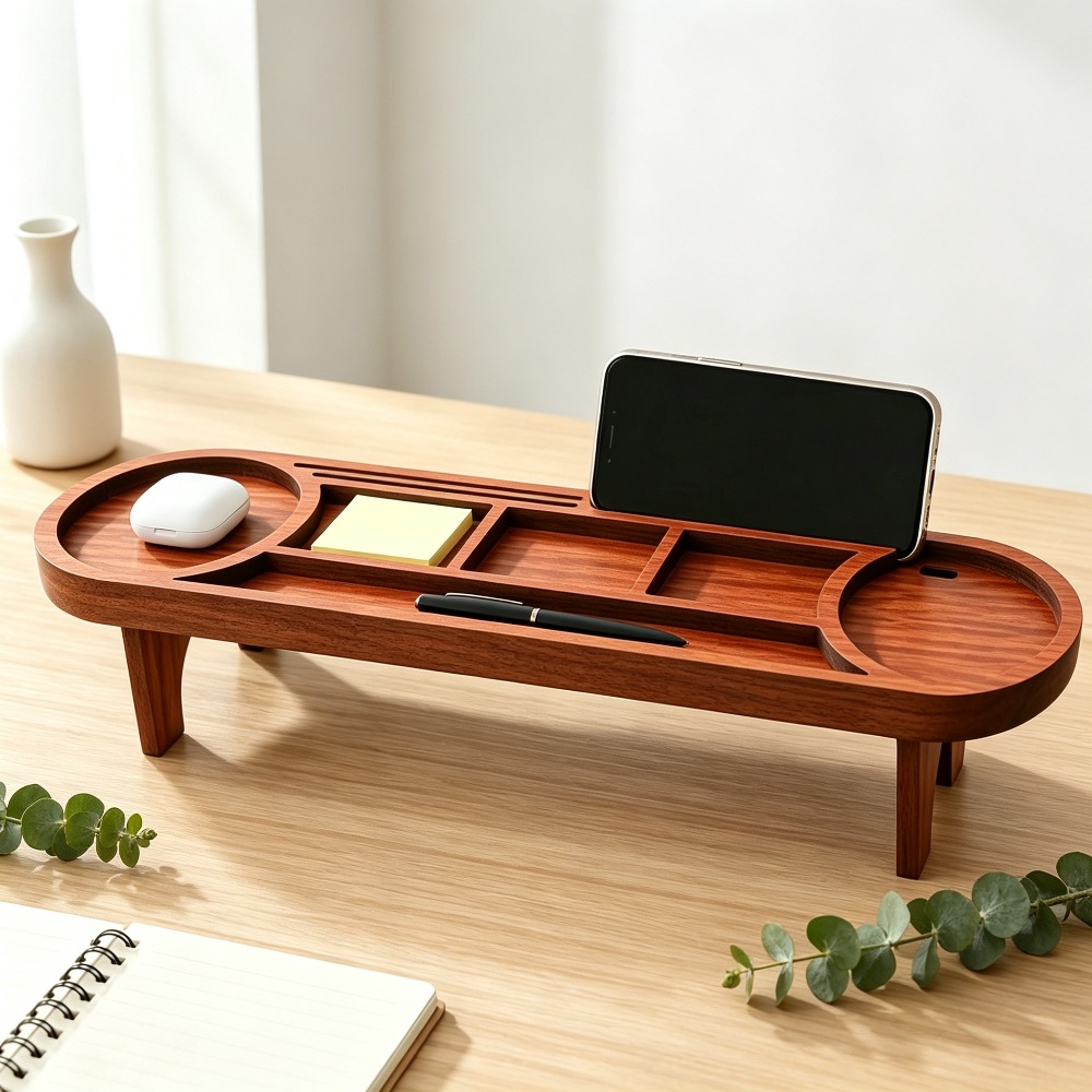 Wooden Desk Organizer with Pho - Tech Accessories For Office ulasan dan harga