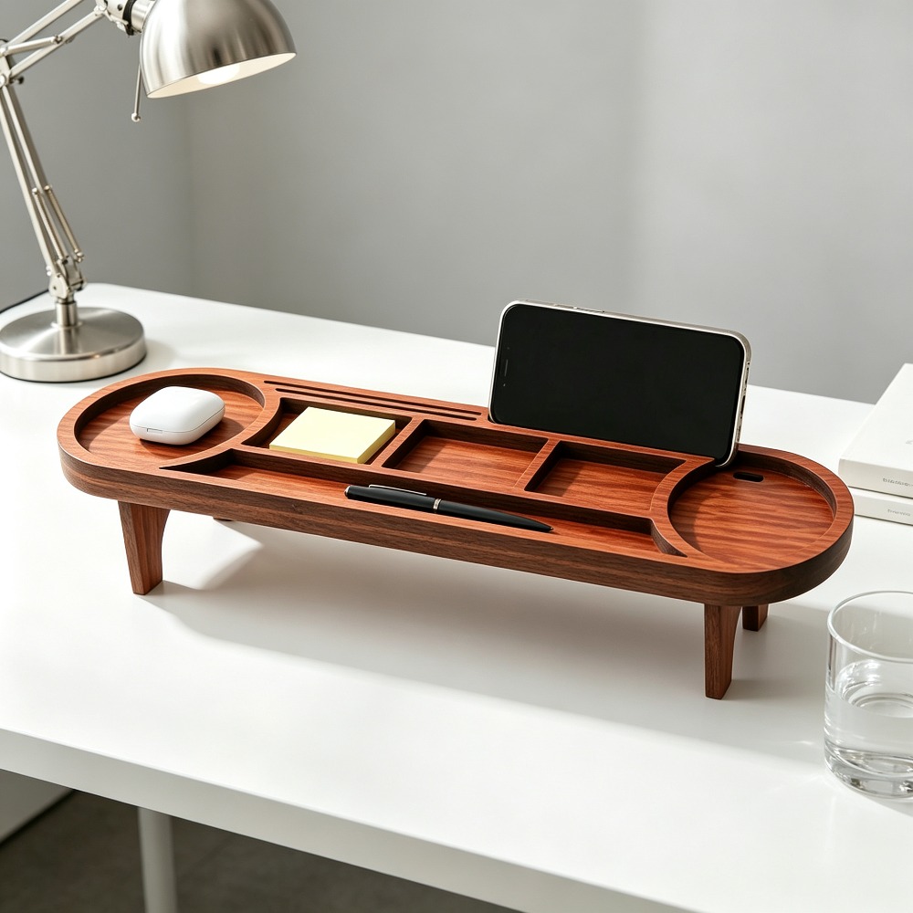 Wooden Desk Organizer with Pho - Tech Accessories For Office ulasan dan harga
