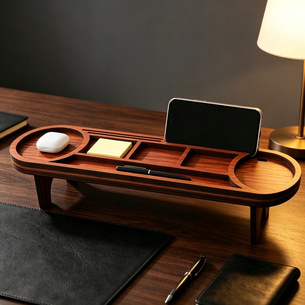 Wooden Desk Organizer with Pho - Tech Accessories For Office ulasan dan harga